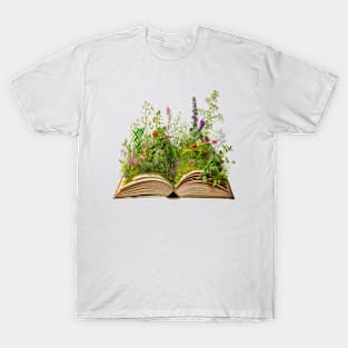 Various plants and flowers that grows in the pages of books T-Shirt